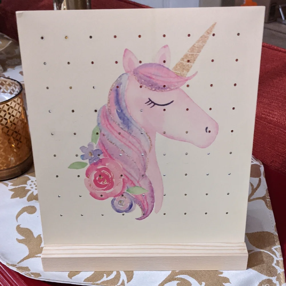 Earring Holder Organizer Wood Stand Girls Bedroom Decor Unicorn Horse Fantasy